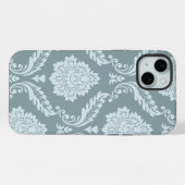 Rococo Damask Art I Duck Egg Blue+Teal iPhone Hoesje (Achterkant horizontaal)