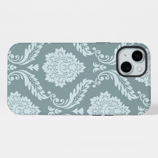 Rococo Damask Art I Duck Egg Blue+Teal iPhone Hoesje (Achterkant horizontaal)