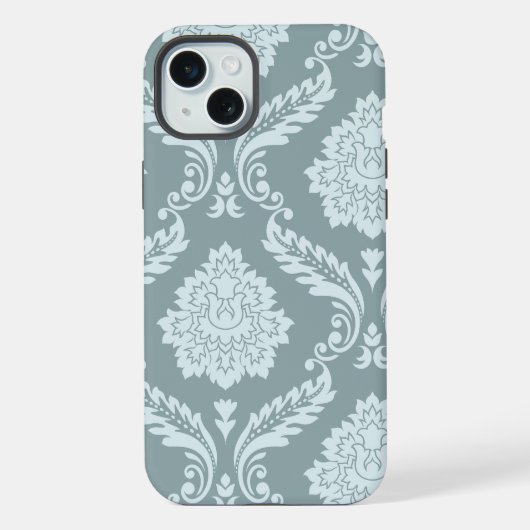Rococo Damask Art I Duck Egg Blue+Teal iPhone Hoesje (Achterkant)