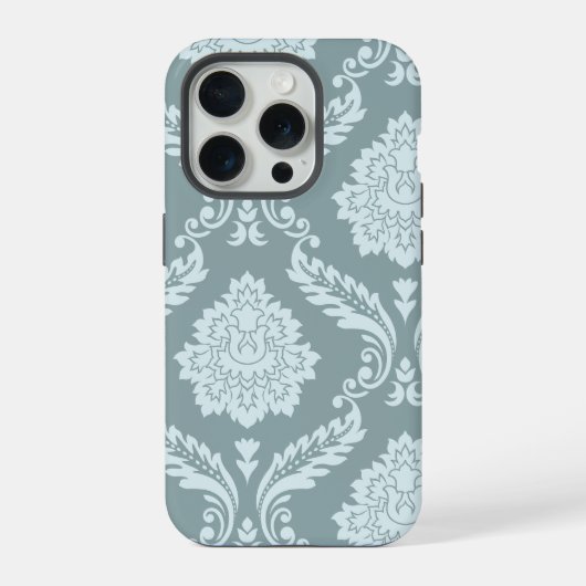 Rococo Damask Art I Duck Egg Blue+Teal iPhone Hoesje (Achterkant)