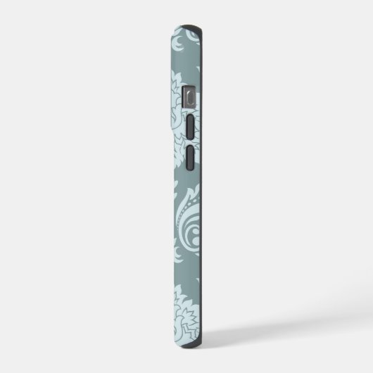 Rococo Damask Art I Duck Egg Blue+Teal iPhone Hoesje (Linkerkant)