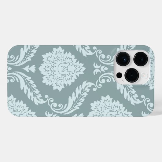 Rococo Damask Art I Duck Egg Blue+Teal iPhone Hoesje (Achterkant horizontaal)