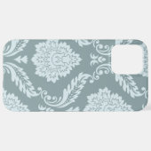 Rococo Damask Art I Duck Egg Blue+Teal iPhone Hoesje (Achterkant horizontaal)