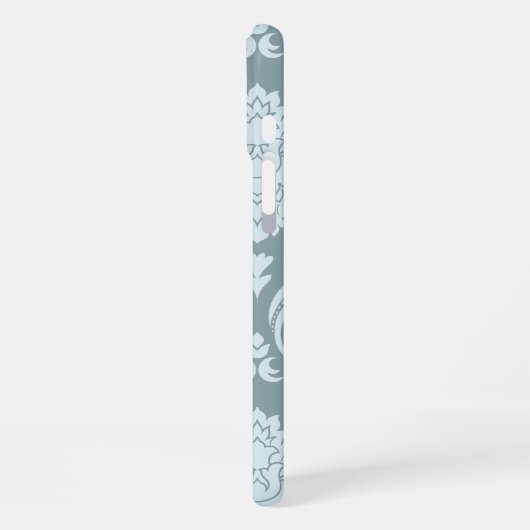 Rococo Damask Art I Duck Egg Blue+Teal iPhone Hoesje (Linkerkant)