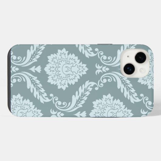 Rococo Damask Art I Duck Egg Blue+Teal iPhone Hoesje (Achterkant horizontaal)