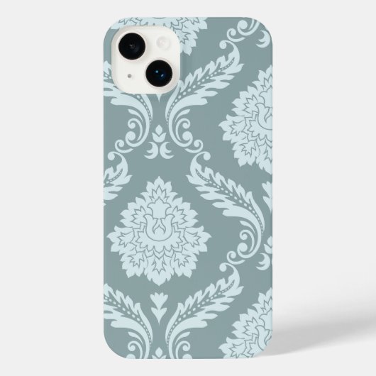 Rococo Damask Art I Duck Egg Blue+Teal iPhone Hoesje (Achterkant)