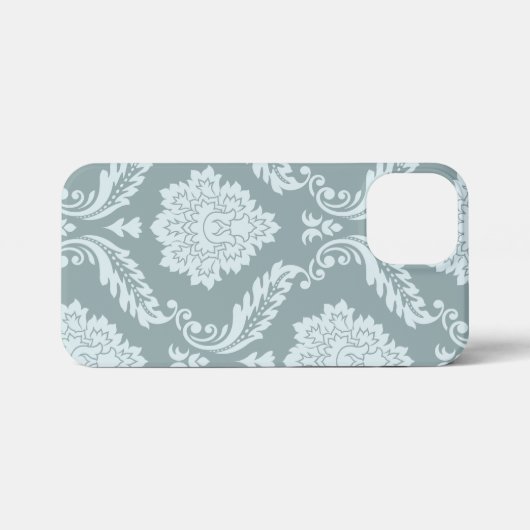 Rococo Damask Art I Duck Egg Blue+Teal iPhone Hoesje (Achterkant horizontaal)