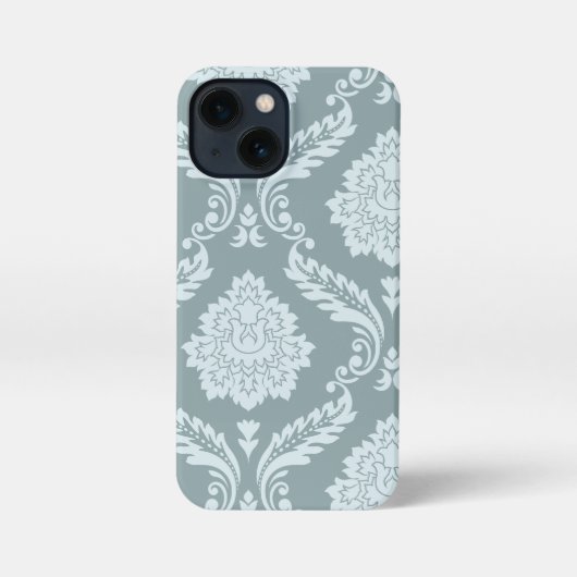 Rococo Damask Art I Duck Egg Blue+Teal iPhone Hoesje (Achterkant)