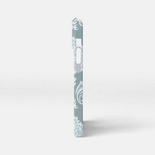 Rococo Damask Art I Duck Egg Blue+Teal iPhone Hoesje (Linkerkant)