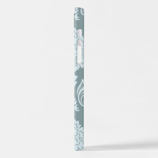 Rococo Damask Art I Duck Egg Blue+Teal iPhone Hoesje (Linkerkant)