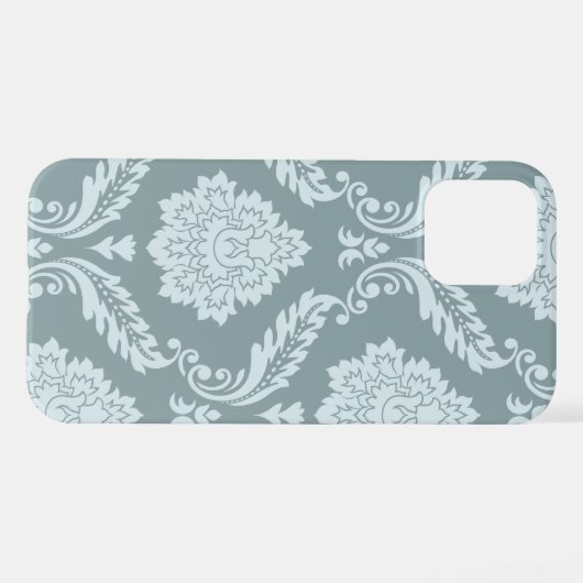Rococo Damask Art I Duck Egg Blue+Teal iPhone Hoesje (Achterkant horizontaal)