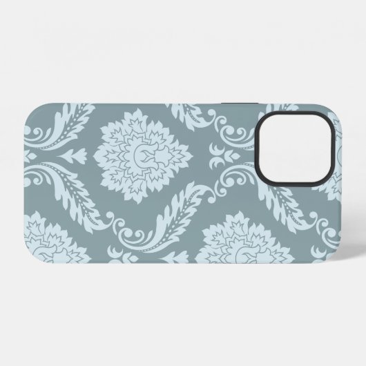 Rococo Damask Art I Duck Egg Blue+Teal iPhone Hoesje (Achterkant horizontaal)
