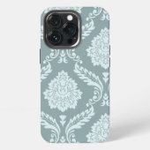 Rococo Damask Art I Duck Egg Blue+Teal iPhone Hoesje (Achterkant)