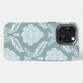 Rococo Damask Art I Duck Egg Blue+Teal iPhone Hoesje (Achterkant horizontaal)