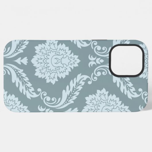 Rococo Damask Art I Duck Egg Blue+Teal iPhone Hoesje (Achterkant horizontaal)