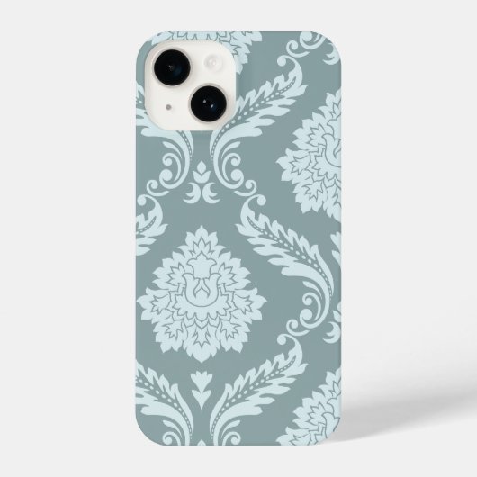 Rococo Damask Art I Duck Egg Blue+Teal iPhone Hoesje (Achterkant)