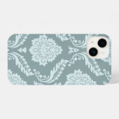 Rococo Damask Art I Duck Egg Blue+Teal iPhone Hoesje (Achterkant horizontaal)