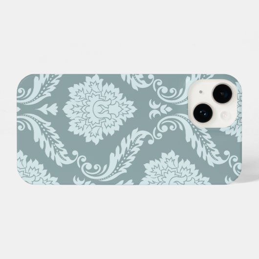 Rococo Damask Art I Duck Egg Blue+Teal iPhone Hoesje (Achterkant horizontaal)