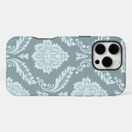 Rococo Damask Art I Duck Egg Blue+Teal iPhone Hoesje (Achterkant horizontaal)