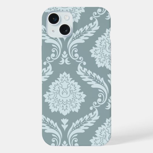 Rococo Damask Art I Duck Egg Blue+Teal iPhone Hoesje (Achterkant)