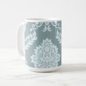 Rococo Damask Art I Duck Egg Blue+Teal Koffiemok (Voorkant links)