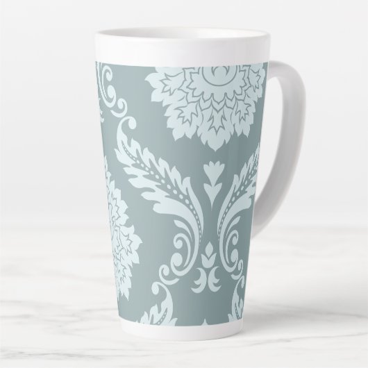 Rococo Damask Art I Duck Egg Blue+Teal Latte Mok (Rechterhoek)