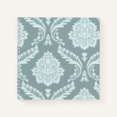 Rococo Damask Art I Duck Egg Blue+Teal Notitieboek (Voorkant)