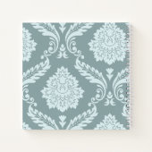 Rococo Damask Art I Duck Egg Blue+Teal Notitieboek (Achterkant)