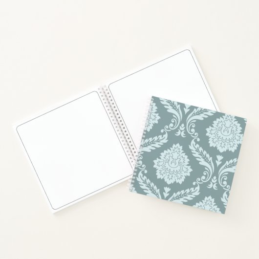 Rococo Damask Art I Duck Egg Blue+Teal Notitieboek (Binnen)
