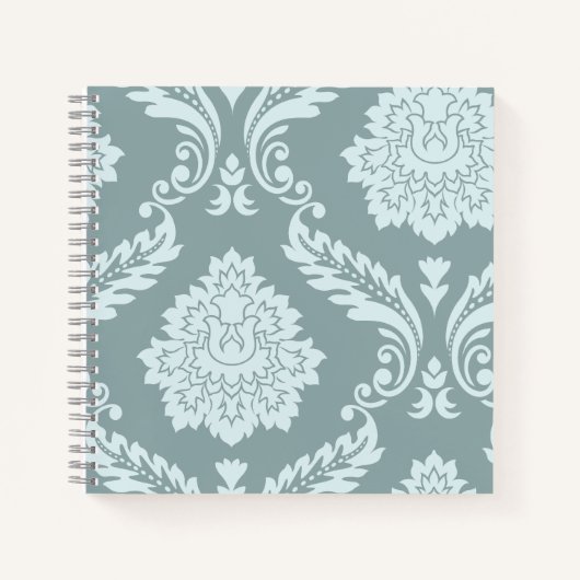 Rococo Damask Art I Duck Egg Blue+Teal Notitieboek (Voorkant)