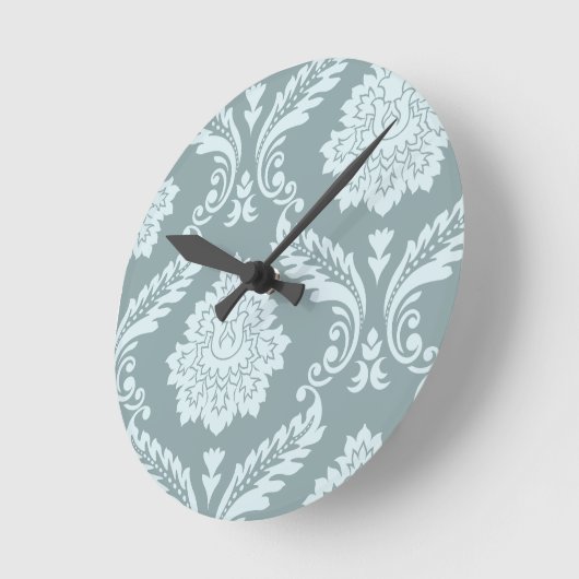Rococo Damask Art I Duck Egg Blue+Teal Ronde Klok (Hoek)