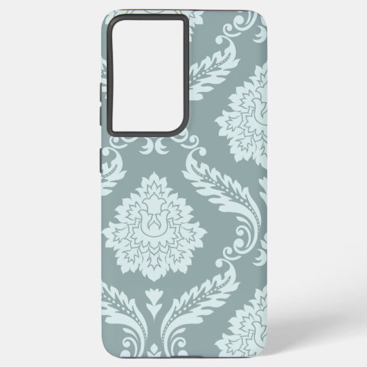 Rococo Damask Art I Duck Egg Blue+Teal Samsung Galaxy Hoesje (Achterkant)