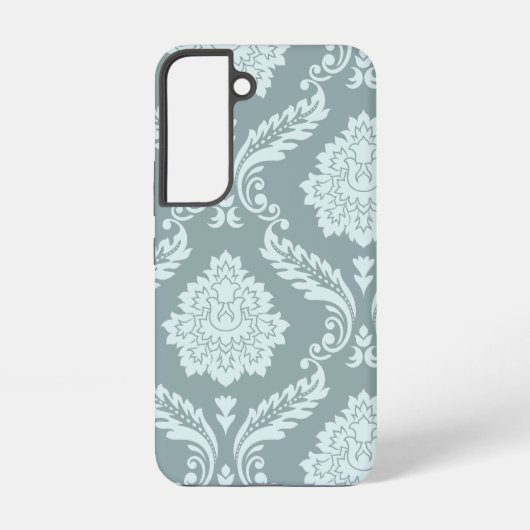 Rococo Damask Art I Duck Egg Blue+Teal Samsung Galaxy Hoesje (Achterkant)