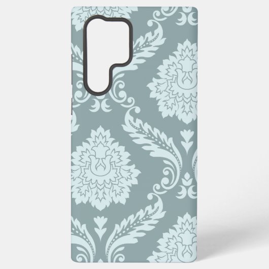 Rococo Damask Art I Duck Egg Blue+Teal Samsung Galaxy Hoesje (Achterkant)