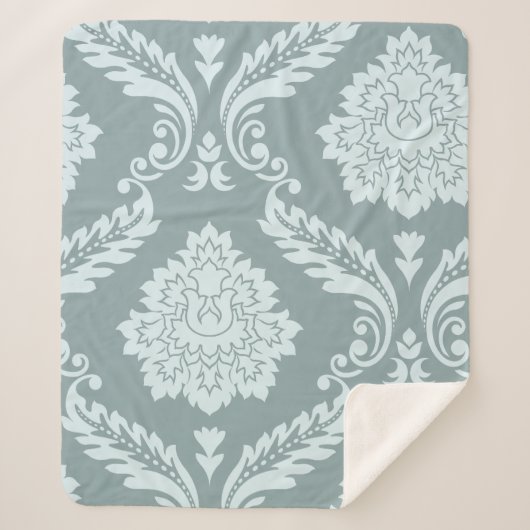 Rococo Damask Art I Duck Egg Blue+Teal Sherpa Deken (Voorkant)