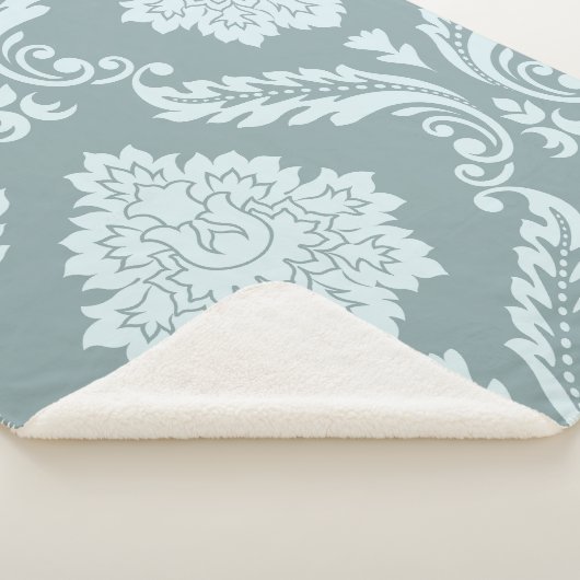 Rococo Damask Art I Duck Egg Blue+Teal Sherpa Deken (3/4)