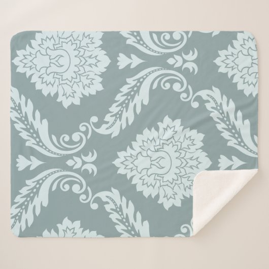 Rococo Damask Art I Duck Egg Blue+Teal Sherpa Deken (Voorkant (horizontaal))