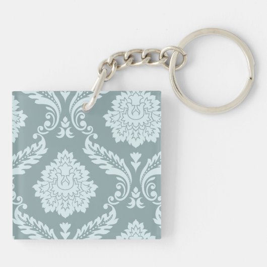Rococo Damask Art I Duck Egg Blue+Teal Sleutelhanger (Achterkant)