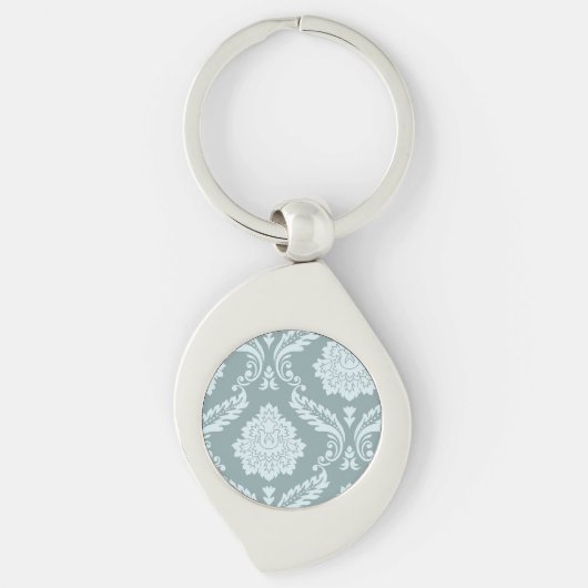 Rococo Damask Art I Duck Egg Blue+Teal Sleutelhanger (Voorkant)