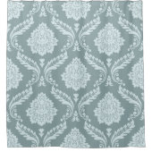 Rococo Damask Big Pattern Duck Egg Blue+Teal Douchegordijn (Voorkant)