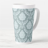 Rococo Damask Big Pattern Duck Egg Blue+Teal Latte Mok (Rechterhoek)