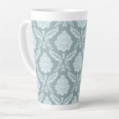Rococo Damask Big Pattern Duck Egg Blue+Teal Latte Mok (Linkerhoek)