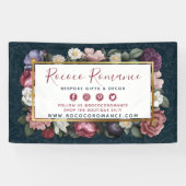 Rococo Damask & Elegant Floral Adverteren Display Spandoek (Horizontaal)