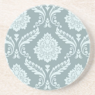 Rococo Damask Groot Patroon Eendenei Blauw+Turquoi Zandsteen Onderzetter