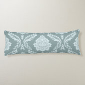 Rococo Damask Grote Patroon Eendenei Blauw+Turquoi Lichaamskussen (Achterkant)