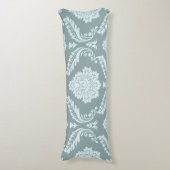 Rococo Damask Grote Patroon Eendenei Blauw+Turquoi Lichaamskussen (Voorkant Verticaal)