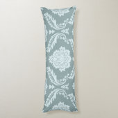 Rococo Damask Grote Patroon Eendenei Blauw+Turquoi Lichaamskussen (Achterkant (Verticaal))