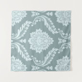 Rococo Damask Grote Patroon Eendenei Blauw+Turquoi Wandkleed (Voorkant (horizontaal))