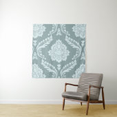 Rococo Damask Grote Patroon Eendenei Blauw+Turquoi Wandkleed (In situ)