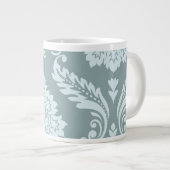 Rococo Damask Kunst I Eendenei Blauw+Turquoise Extra Grote Beker (Voorkant rechts)